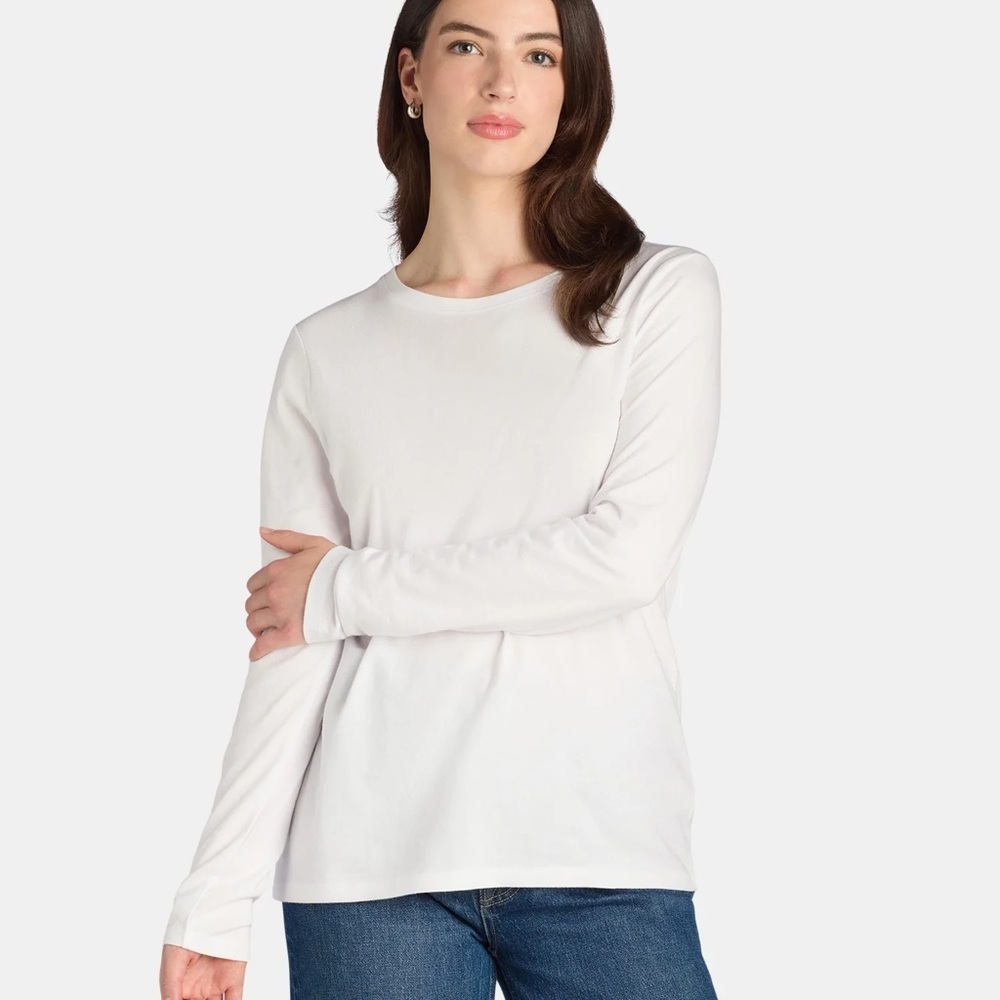 Time and Tru Classic White Long Sleeve Top